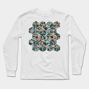 Floral Dreamy Pattern Caramel Turquoise Long Sleeve T-Shirt